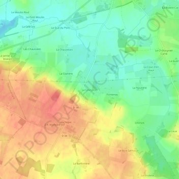 Topografische Karte La Courgeon, Höhe, Relief