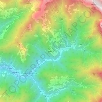 Topografische Karte Volegno, Höhe, Relief