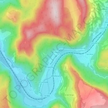Topografische Karte Les Combes, Höhe, Relief