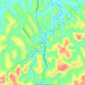 Topografische Karte Arcozelo, Höhe, Relief