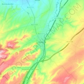 Topografische Karte Briviesca, Höhe, Relief