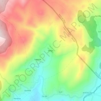 Topografische Karte Trarigo, Höhe, Relief