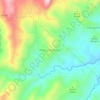 Topografische Karte Pitung Penanian, Höhe, Relief