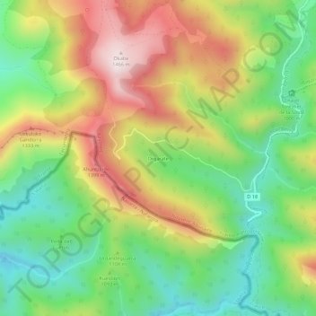 Topografische Karte Orgarate, Höhe, Relief