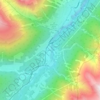 Topografische Karte Cinuskel, Höhe, Relief