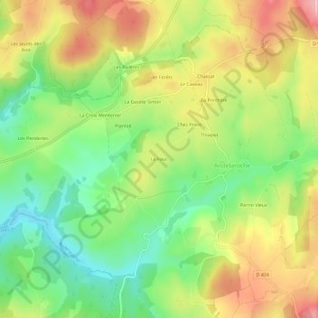 Topografische Karte Le Four, Höhe, Relief