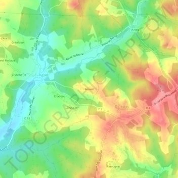 Topografische Karte Bosviel, Höhe, Relief