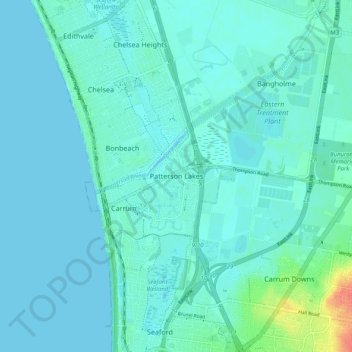 Topografische Karte Patterson Lakes, Höhe, Relief