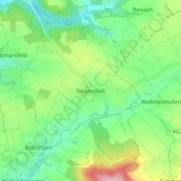 Topografische Karte Fiegenstall, Höhe, Relief