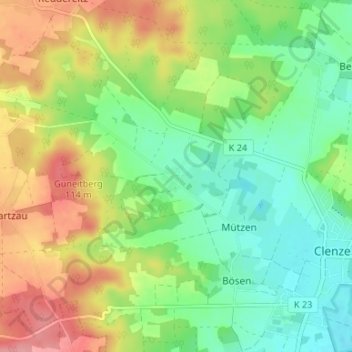 Topografische Karte Lefitz, Höhe, Relief