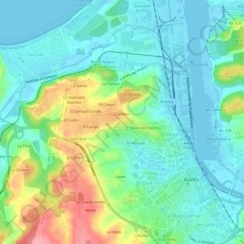 Topografische Karte Solaiglesia, Höhe, Relief
