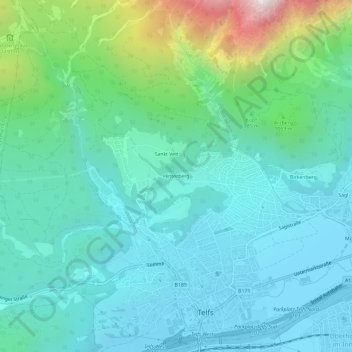 Topografische Karte Hinterberg, Höhe, Relief