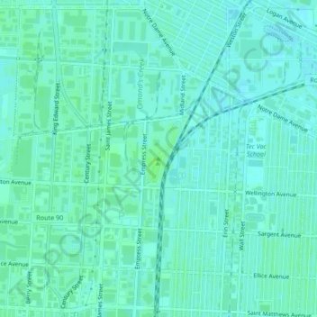 Topografische Karte Garbage Hill, Höhe, Relief