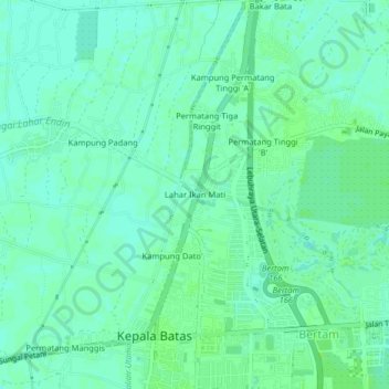 Topografische Karte Lahar Ikan Mati, Höhe, Relief