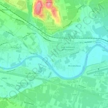 Topografische Karte Settimo, Höhe, Relief