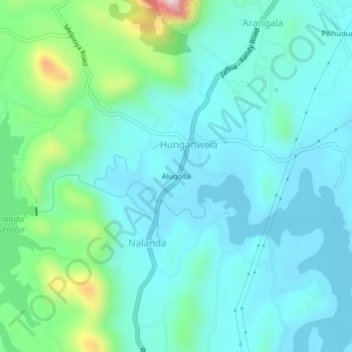Topografische Karte Alugolla, Höhe, Relief