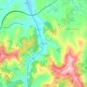 Topografische Karte Fontaciera, Höhe, Relief