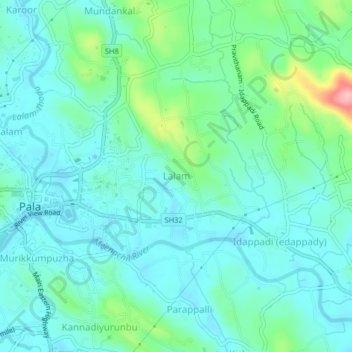 Topografische Karte Lalam, Höhe, Relief