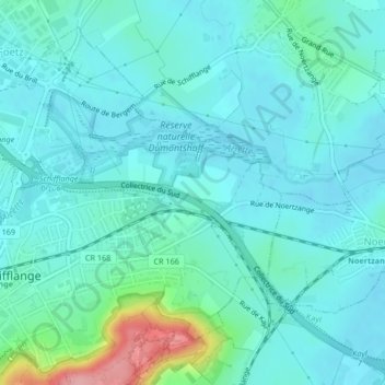 Topografische Karte Op Jetzig, Höhe, Relief