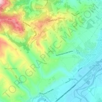 Topografische Karte Saltara, Höhe, Relief