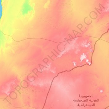 Topografische Karte Sáhara Occidental, Höhe, Relief