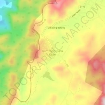 Topografische Karte Kampung Baru Tasek, Höhe, Relief