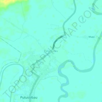 Topografische Karte Pala Pulau, Höhe, Relief