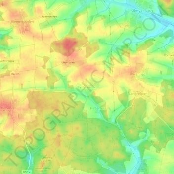 Topografische Karte Irchenbrunn, Höhe, Relief