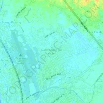 Topografische Karte Dadok Tunggul Hitam, Höhe, Relief