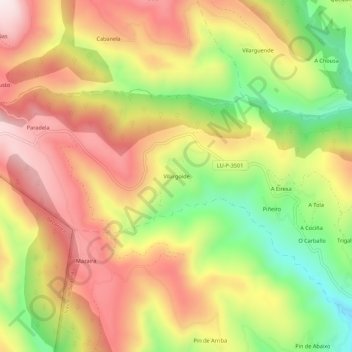 Topografische Karte Vilargoíde, Höhe, Relief