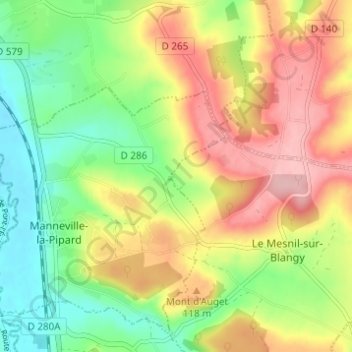 Topografische Karte Cour Mollien, Höhe, Relief