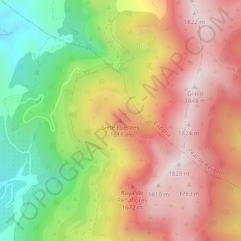 Topografische Karte Siete Fuentes, Höhe, Relief