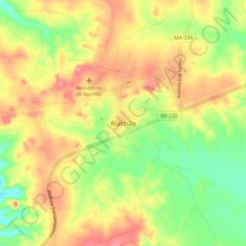 Topografische Karte Riachão, Höhe, Relief