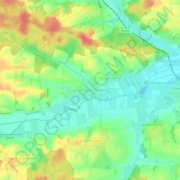Topografische Karte Unterweikertshofen, Höhe, Relief