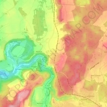 Topografische Karte Alttann, Höhe, Relief