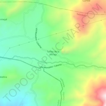Topografische Karte Tablas de la Florida, Höhe, Relief
