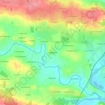 Topografische Karte La Maltière, Höhe, Relief