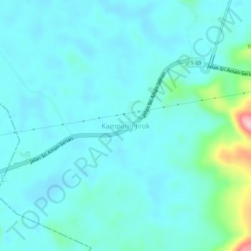 Topografische Karte Kampung Jirok, Höhe, Relief