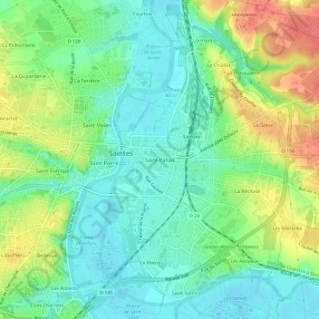 Topografische Karte Saint-Pallais, Höhe, Relief