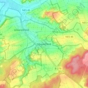 Topografische Karte Obereßfeld, Höhe, Relief