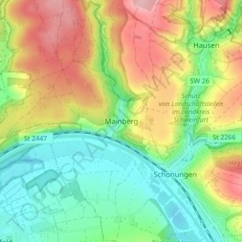 Topografische Karte Mainberg, Höhe, Relief