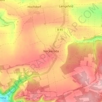 Topografische Karte Neckeroda, Höhe, Relief