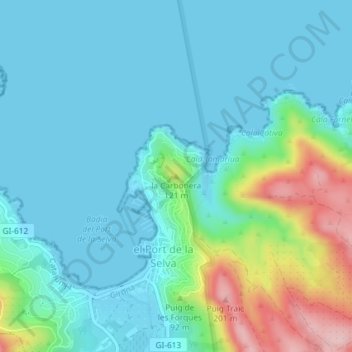 Topografische Karte la Carbonera, Höhe, Relief