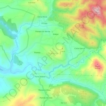 Topografische Karte Querença, Höhe, Relief