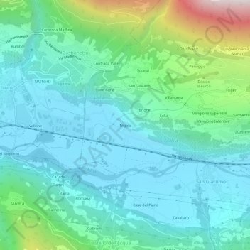 Topografische Karte Nigola, Höhe, Relief