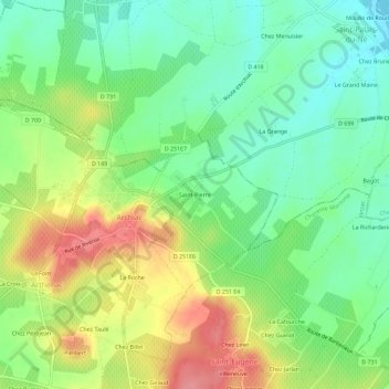 Topografische Karte Saint-Pierre, Höhe, Relief