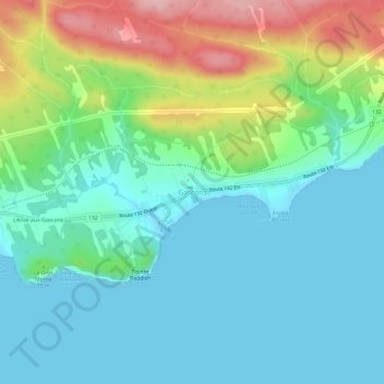 Topografische Karte Gascons, Höhe, Relief
