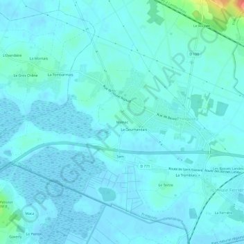 Topografische Karte Malnac, Höhe, Relief