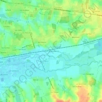 Topografische Karte Moulin de Montfalcon, Höhe, Relief