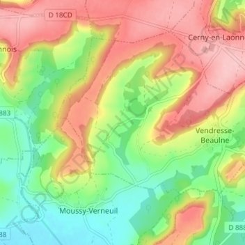 Topografische Karte Beaulne, Höhe, Relief
